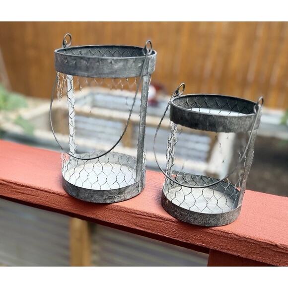 8" & 6” Hanging Wire Baskets Lantern/Candle Holder NWOT - Picture 7 of 7